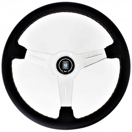 Nardi Classic Steering Wheel - Leather with Polished Spokes & Grey Stitching - 360mm