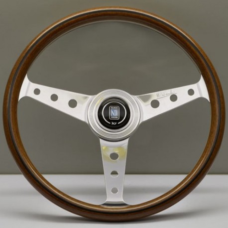 Nardi Classic Steering Wheel - Wood with Polished Spokes (Round Hole) - 360mm