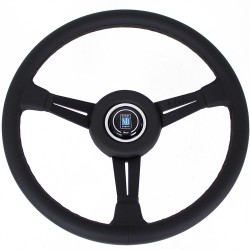 Nardi Classic Steering Wheel with Leather Trim Ring - Leather with Black Spokes & Grey Stitching - 360mm