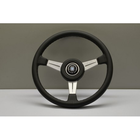 Nardi Classic Steering Wheel With Leather Trim Ring - Leather with Satin Spokes & Grey Stitching - 360mm