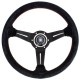 Nardi Deep Corn Steering Wheel - Suede with Black Spokes & Red Stitching