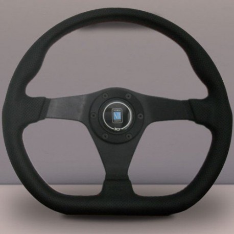 Nardi Gara Sport Steering Wheel - Leather with Black Spokes & Red Stitching - 350mm